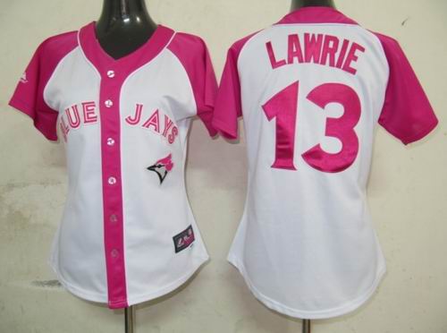 2012 Women Pink Splash Fashion Jersey by Majestic 2012 Toronto Blue Jays #13 Brett Lawrie white jersey