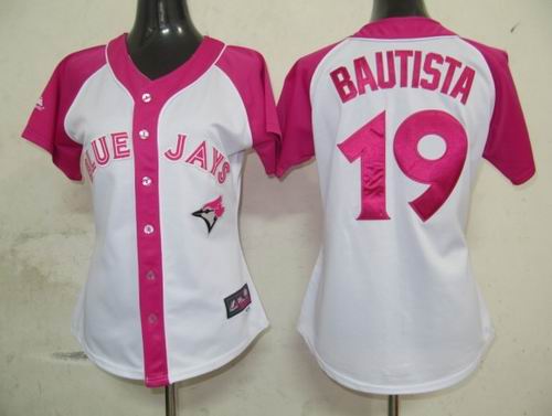 2012 Women Pink Splash Fashion Jersey by Majestic 2012 Toronto Blue Jays 19 Jose Bautista white jerseys