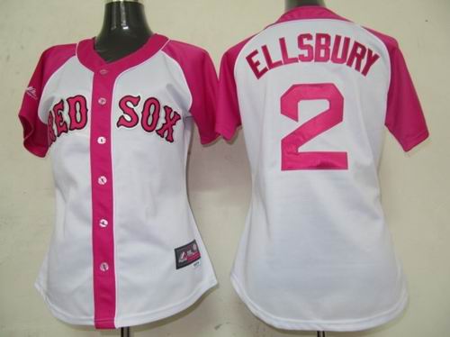 2012 Women Pink Splash Fashion Jersey by Majestic Boston Red Sox #2 Jacoby Ellsbury white Jersey