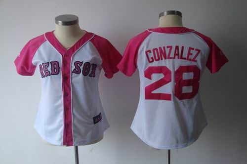 2012 Women Pink Splash Fashion Jersey by Majestic Boston Red Sox 28# Adrian Gonzalez white jerseys