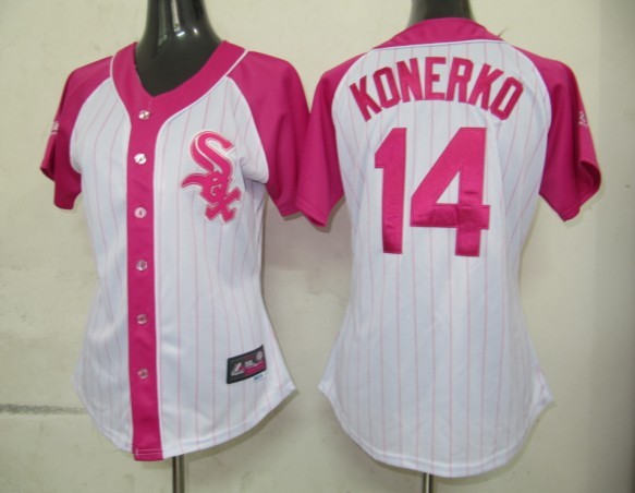2012 Women Pink Splash Fashion Jersey by Majestic Chicago White Sox 14 Paul Konerko white jerseys