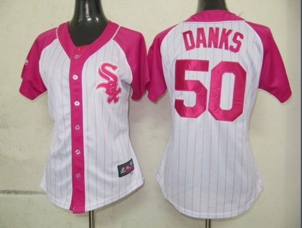 2012 Women Pink Splash Fashion Jersey by Majestic Chicago White Sox 50 John Danks white Jerseys