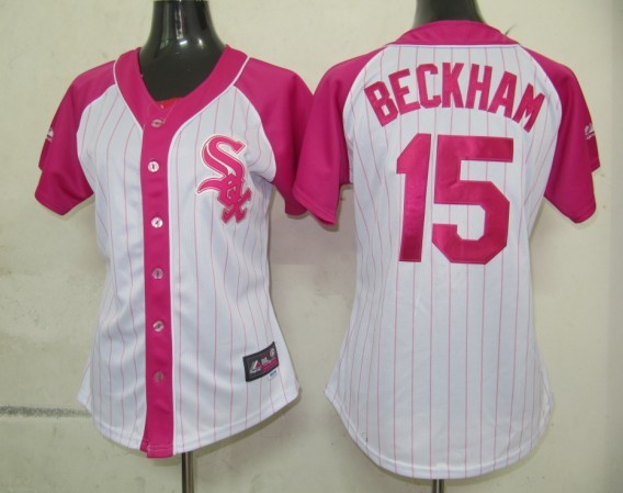 2012 Women Pink Splash Fashion Jersey by Majestic Chicago White Sox Gordon Beckham #15  white jerseys