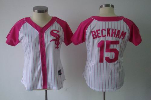 2012 Women Pink Splash Fashion Jersey by Majestic Chicago White Sox Gordon Beckham #15 white Jersey