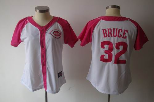 2012 Women Pink Splash Fashion Jersey by Majestic Cincinnati Reds 32# Jay Bruce white jerseys
