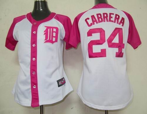 2012 Women Pink Splash Fashion Jersey by Majestic Detroit Tigers 24 Miguel Cabrera white jerseys