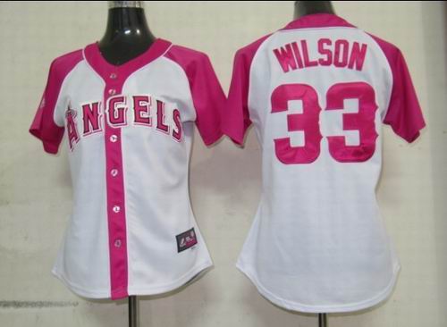 2012 Women Pink Splash Fashion Jersey by Majestic Los Angeles Angels 33# C.J. Wilson white Cool Base Jersey