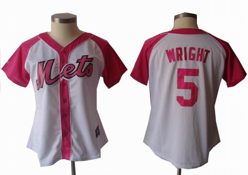 2012 Women Pink Splash Fashion Jersey by Majestic New York Mets 5# David Wright white Jersey
