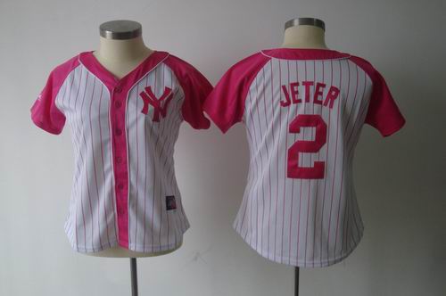 2012 Women Pink Splash Fashion Jersey by Majestic New York Yankees 2# Derek Jeter  white jerseys