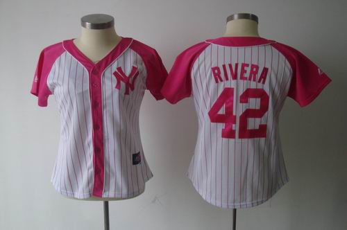 2012 Women Pink Splash Fashion Jersey by Majestic New York Yankees 42 Mariano Rivera white jerseys