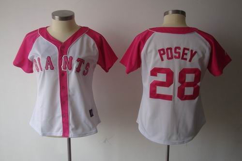 2012 Women Pink Splash Fashion Jersey by Majestic San Francisco Giants #28 Buster Posey white jerseys