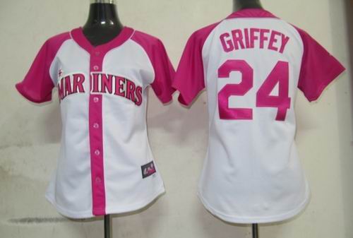 2012 Women Pink Splash Fashion Jersey by Majestic Seattle Mariners #24 Ken Griffey Jr. white jerseys