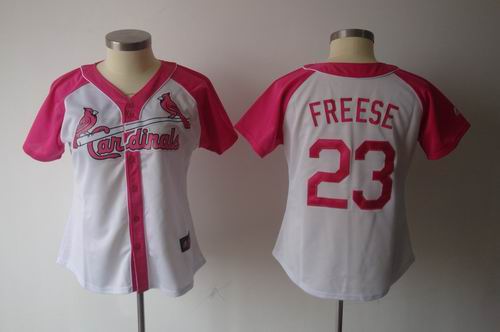 2012 Women Pink Splash Fashion Jersey by Majestic St. Louis Cardinals 23# David Freese white jerseys