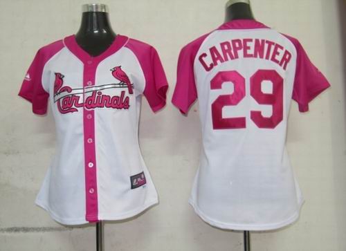2012 Women Pink Splash Fashion Jersey by Majestic St. Louis Cardinals 29# Chris Carpenter white jerseys