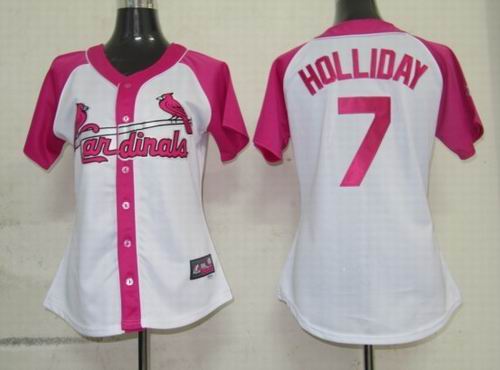 2012 Women Pink Splash Fashion Jersey by Majestic St. Louis Cardinals 7# Matt Holliday white jerseys