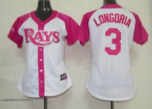 2012 Women Pink Splash Fashion Jersey by Majestic Tampa Bay Rays #3 Evan Longoria white jerseys