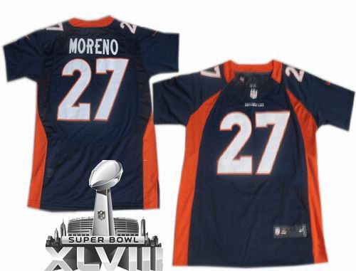 2012 nike Denver Broncos #27 Knowshon Moreno Blue Elite 2014 Super bowl XLVIII(GYM) Jersey