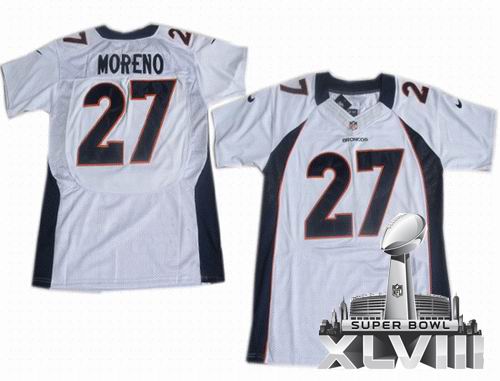 2012 nike Denver Broncos #27 Knowshon Moreno white Elite 2014 Super bowl XLVIII(GYM) Jersey