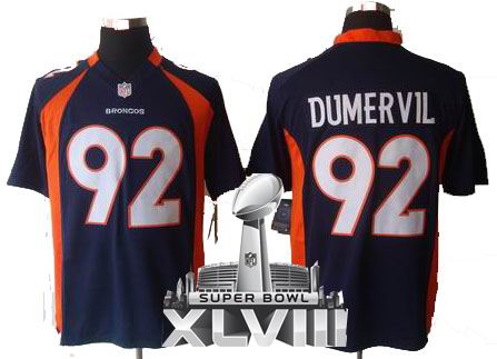 2012 nike Denver Broncos #92 Elvis Dumervil blue game 2014 Super bowl XLVIII(GYM) Jersey