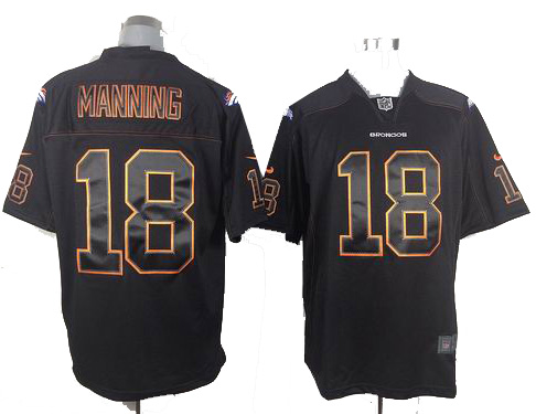 2012 nike Denver Broncos 18# Peyton Manning Lights Out Black Jersey