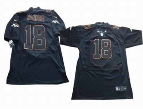 2012 nike Denver Broncos 18# Peyton Manning Lights Out Black Jerseys