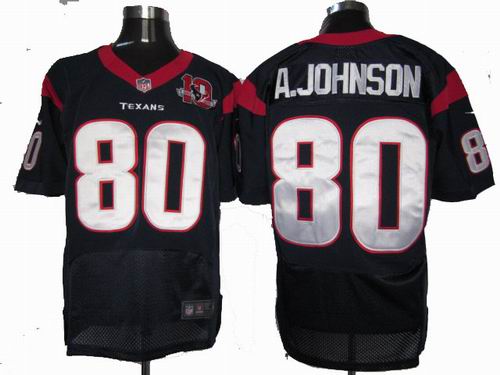 2012 nike Houston Texans 80 Andre Johnson blue elite 10TH Anniversary patch Jersey