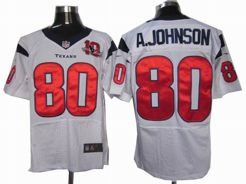 2012 nike Houston Texans 80 Andre Johnson white elite 10TH Anniversary patch Jersey