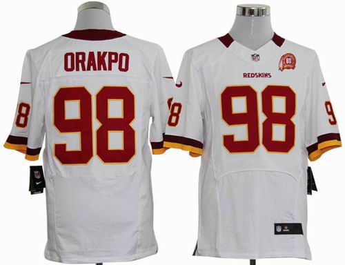 2012 nike Washington Redskins 98# Brian Orakpo white Elite 80TH Anniversary patch Jersey