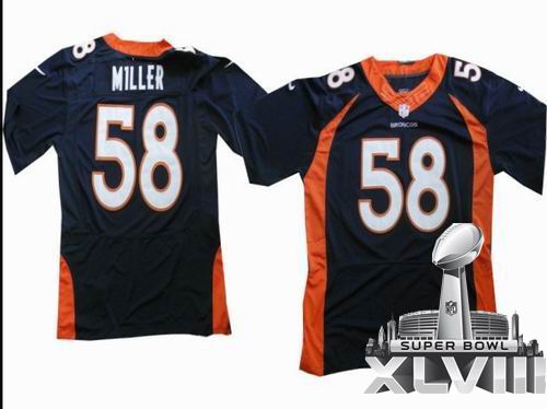 2013 Nike Denver Broncos #58 Von Miller blue elite 2014 Super bowl XLVIII(GYM) Jersey