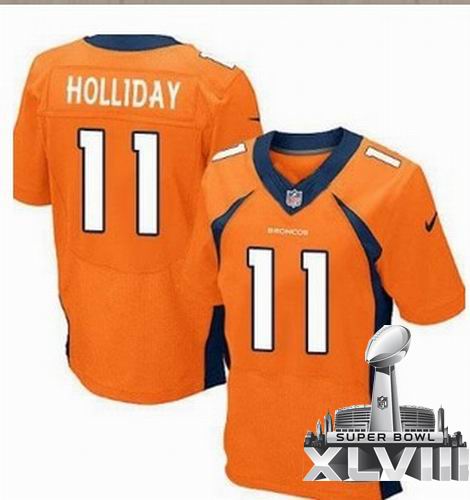 2013 Nike Denver Broncos 11# Trindon Holliday  Orange Elite 2014 Super bowl XLVIII(GYM) Jersey