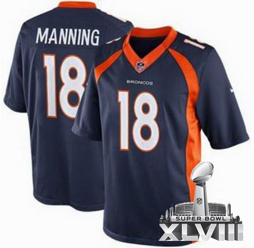 2013 Nike Denver Broncos 18# Peyton Manning Blue Limited 2014 Super bowl XLVIII(GYM) Jersey
