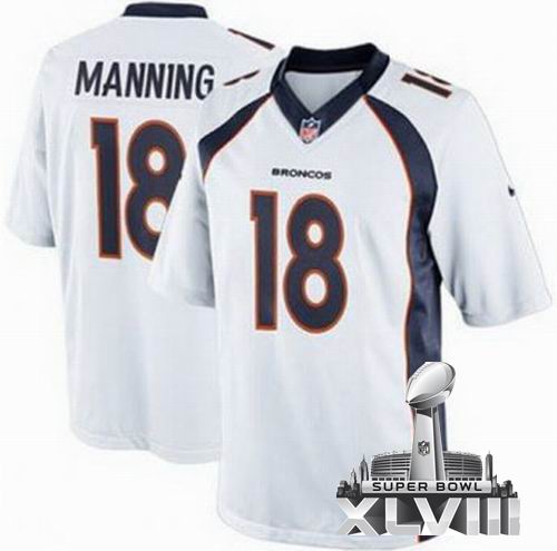 2013 Nike Denver Broncos 18# Peyton Manning White Limited 2014 Super bowl XLVIII(GYM) Jersey