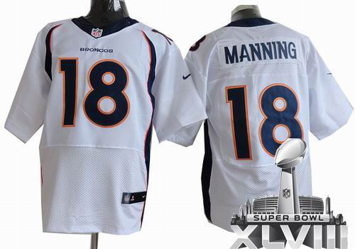 2013 Nike Denver Broncos 18# Peyton Manning white Elite 2014 Super bowl XLVIII(GYM) Jersey