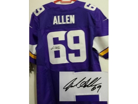 2013 Nike Minnesota Vikings 69# Jared Allen Purple Signed Elite Jerseys