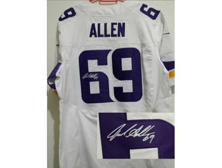 2013 Nike Minnesota Vikings 69# Jared Allen white Signed Elite Jerseys