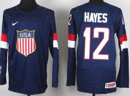 2014 IIHF ICE Hockey World Championship USA Team 12 Kevin Hayes Blue Jerseys