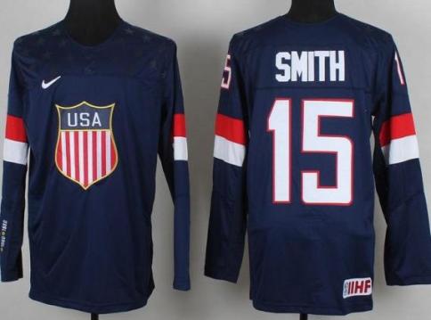 2014 IIHF ICE Hockey World Championship USA Team 15 Craig Smith Blue Jerseys