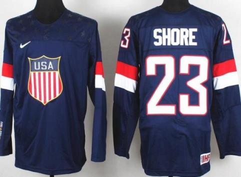 2014 IIHF ICE Hockey World Championship USA Team 23 Drew Shore Blue Jerseys