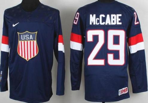 2014 IIHF ICE Hockey World Championship USA Team 29 Jake McCabe Blue Jerseys