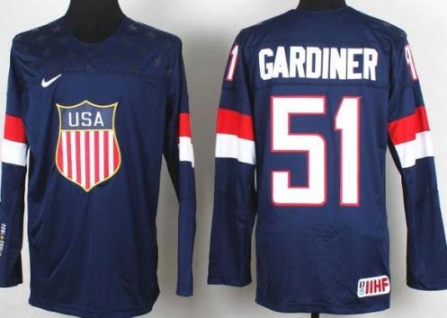 2014 IIHF ICE Hockey World Championship USA Team 51 Jake Gardiner Blue Jerseys