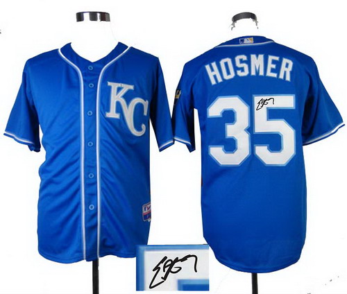 2014 Kansas City Royals #35 Eric Hosmer blue cool base signature jerseys