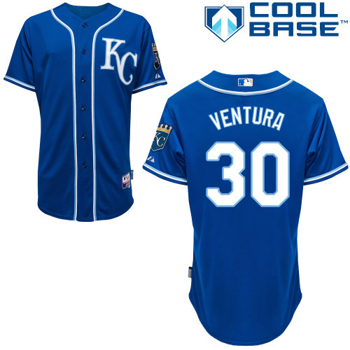 2014 Kansas City Royals 30# Yordano Ventura cool base Blue Jersey
