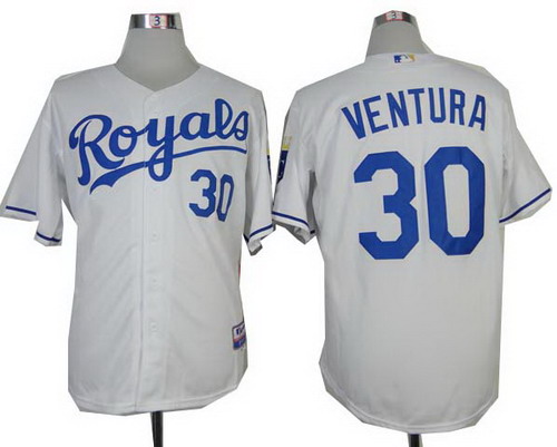 2014 Kansas City Royals 30# Yordano Ventura cool base white Jersey