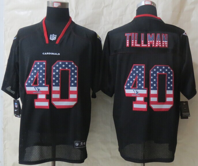2014 New Nike Arizona Cardicals 40 Tillman USA Flag Fashion Black Elite Jerseys