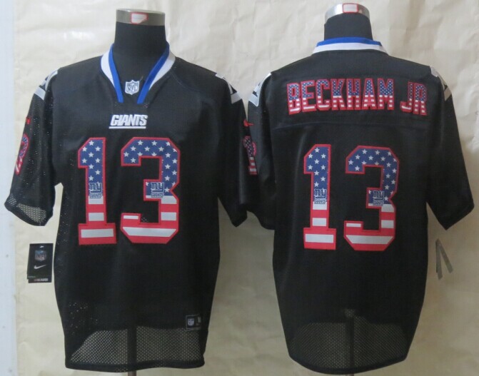 2014 New Nike New York Giants 13 Beckham jr USA Flag Fashion Black Elite Jerseys