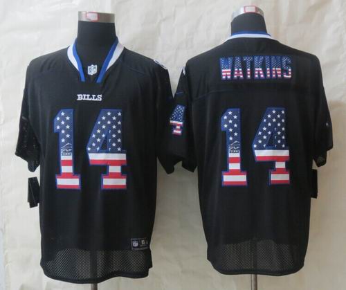 2014 Nike Buffalo Bills 14 Watkins USA Flag Fashion Black Elite Jerseys