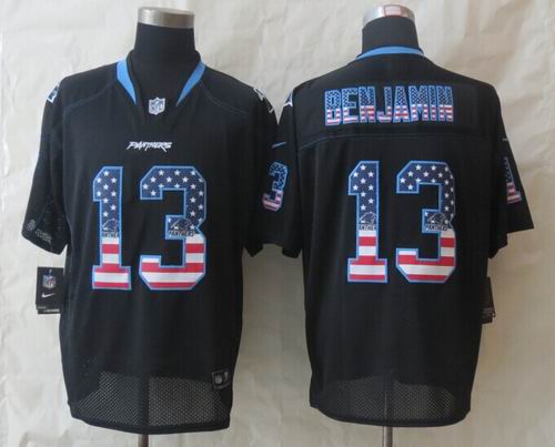 2014 Nike Carolina Panthers 13 Benjamin USA Flag Fashion Black Elite Jerseys