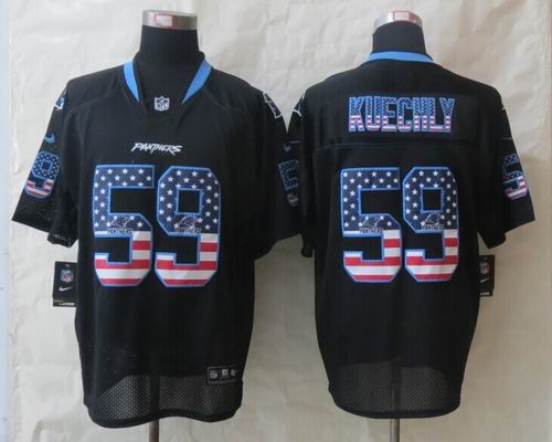 2014 Nike Carolina Panthers 59 Kuechly USA Flag Fashion Black Elite Jerseys