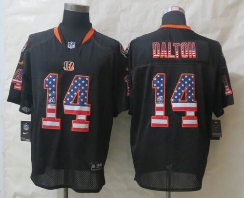 2014 Nike Cincinnati Bengals 14 Dalton USA Flag Fashion Black Elite Jerseys