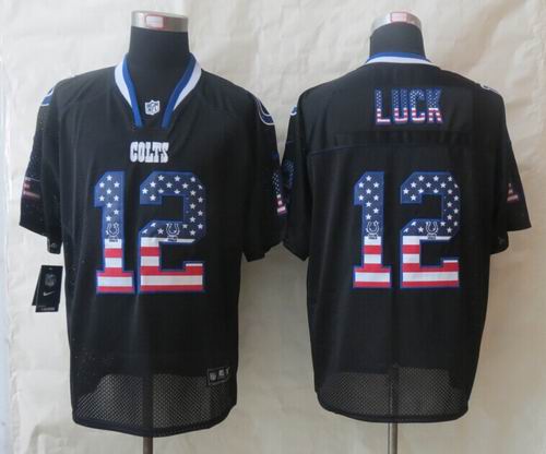 2014 Nike Indianapolis Colts 12 Andrew Luck USA Flag Fashion Black Elite Jerseys